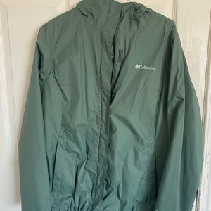 Green rain jacket